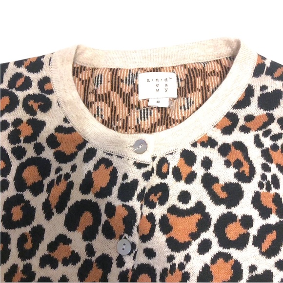 NWOT A NEW DAY 100% Cotton Leopard Cheetah Animal Print Knit Cardigan Sweater - Picture 10 of 16